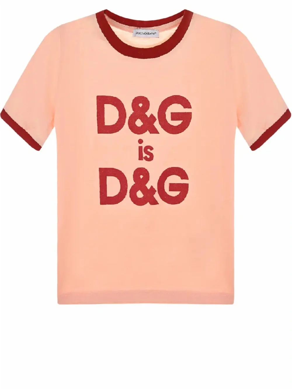 Dolce & Gabbana Peach Tee with Burgundy Logo and Trim